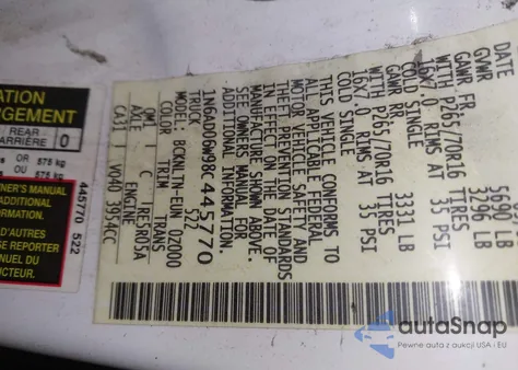 2008 Nissan Frontier Se из США, поврежденный, VIN 1N6AD06W98C445770